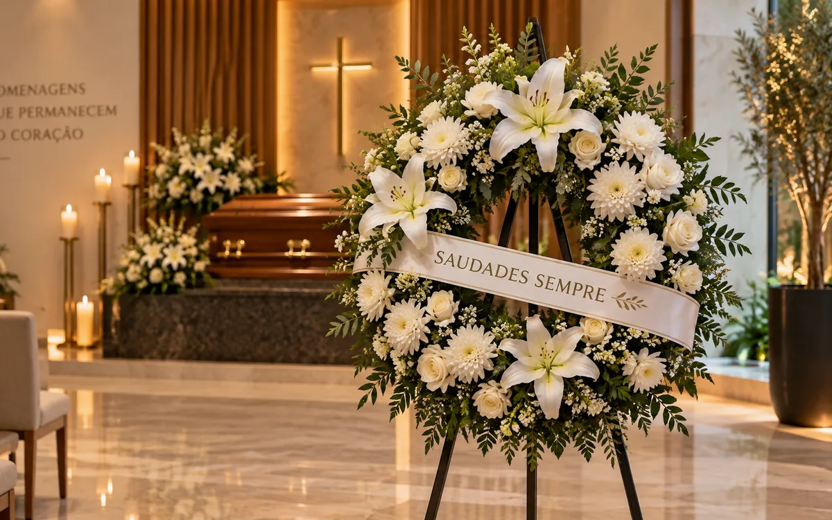 Homenagem floral em ambiente de despedida