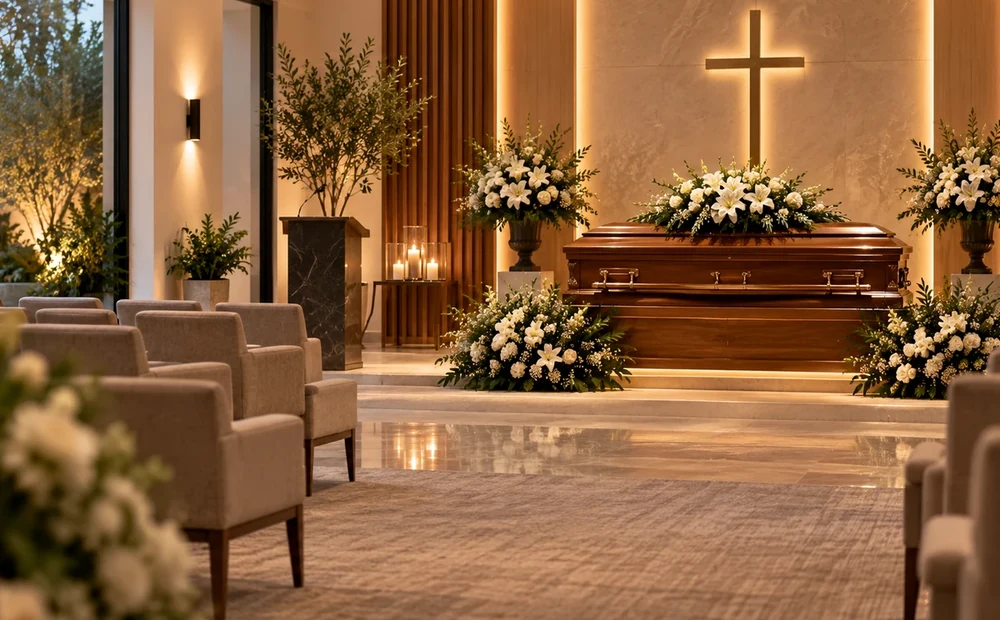 Ambiente de homenagem e cerimônia funerária